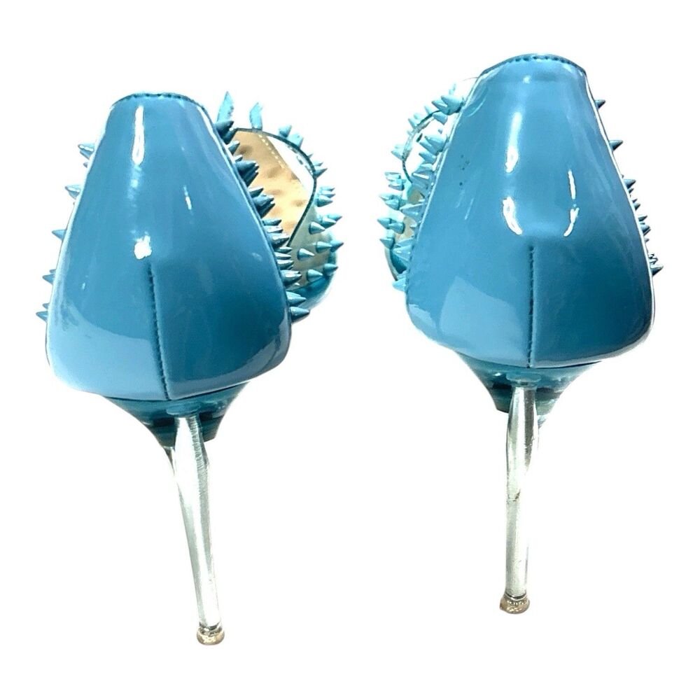 Steve Madden Tolima Blue Clear Spiked Pointed Toe Pumps Stiletto Heels Size 10 - Picture 3 of 11
